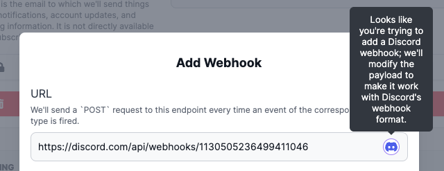A screenshot of the Discord webhook transformations