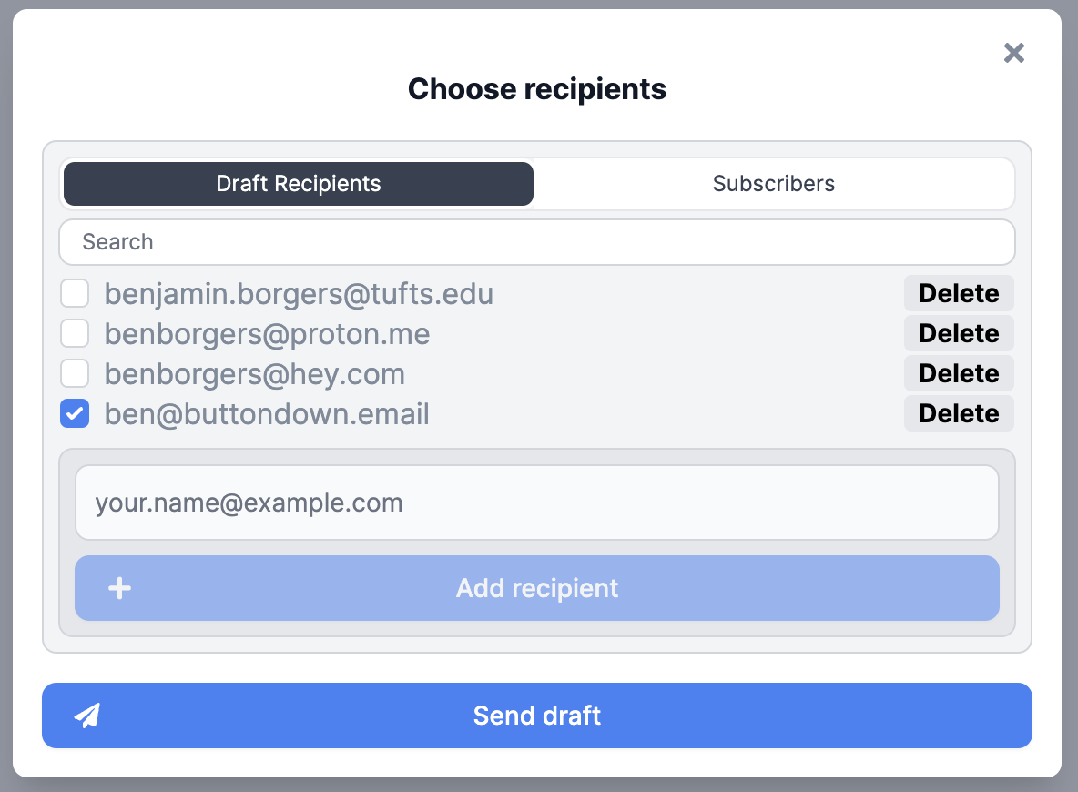 The "Draft Recipients" tab