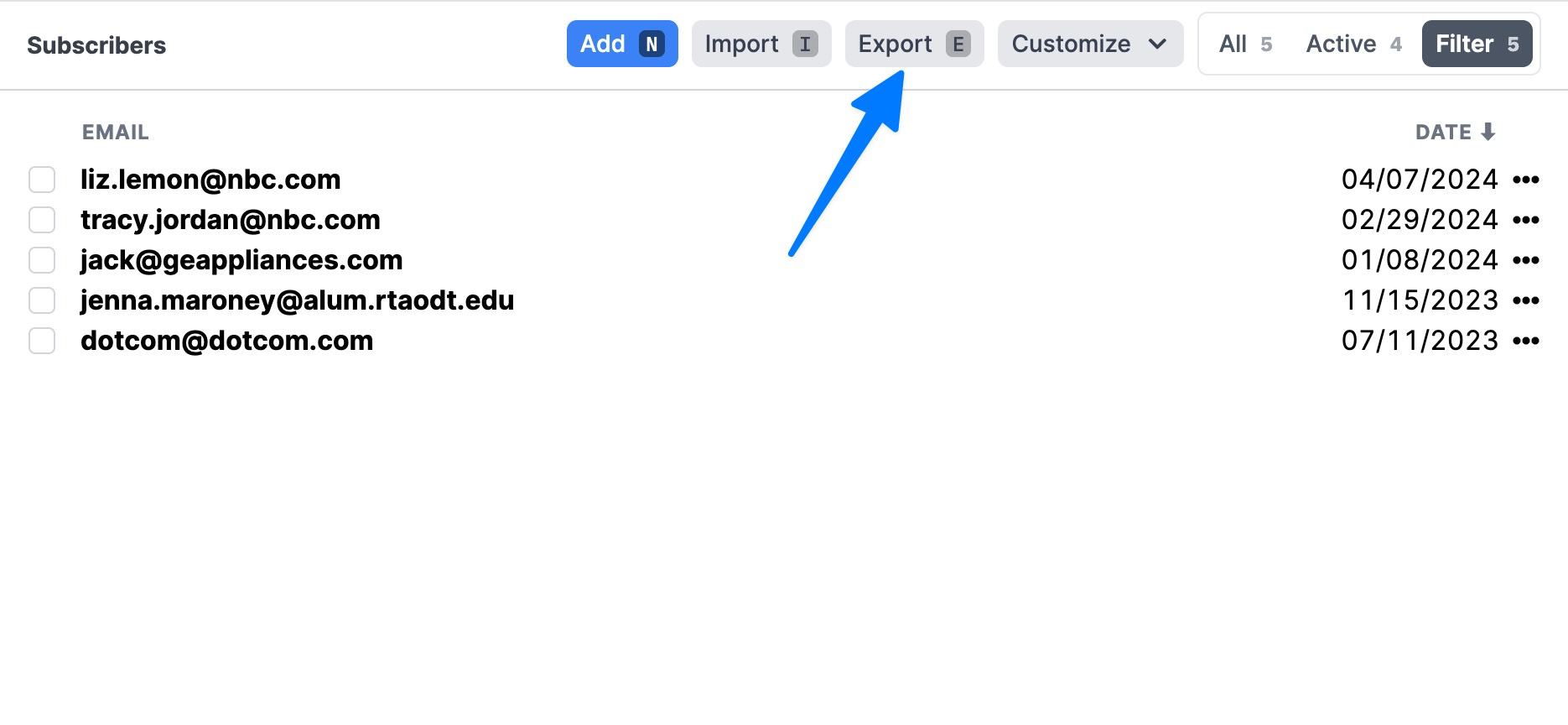 A screenshot of the "export data" button.